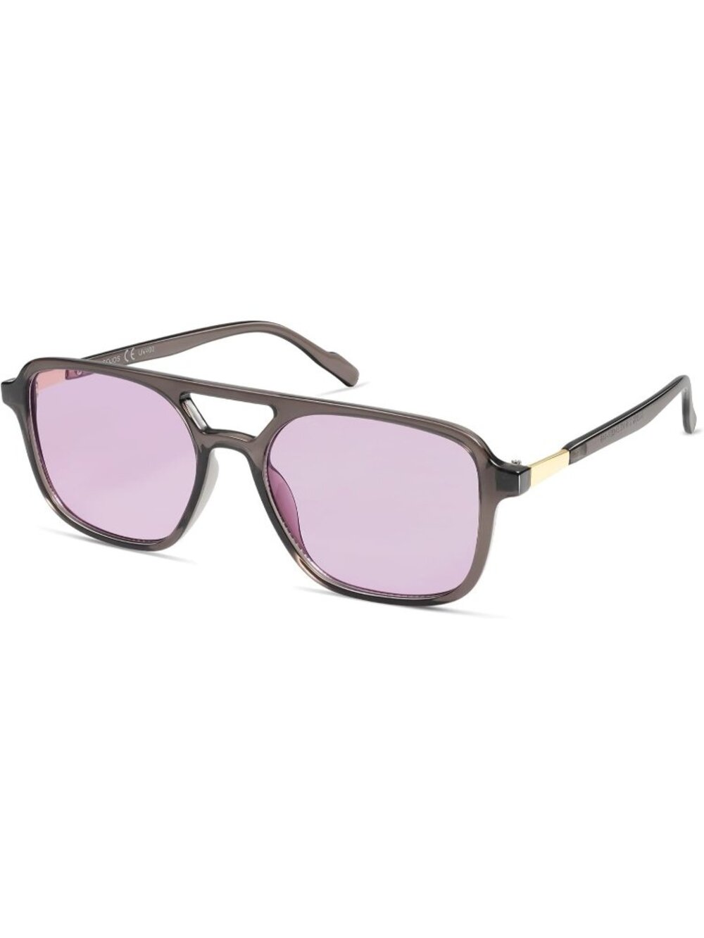 Women's Grey/Purple Y2K Retro Aviator Rectangle Shades UV400 Sunglasses